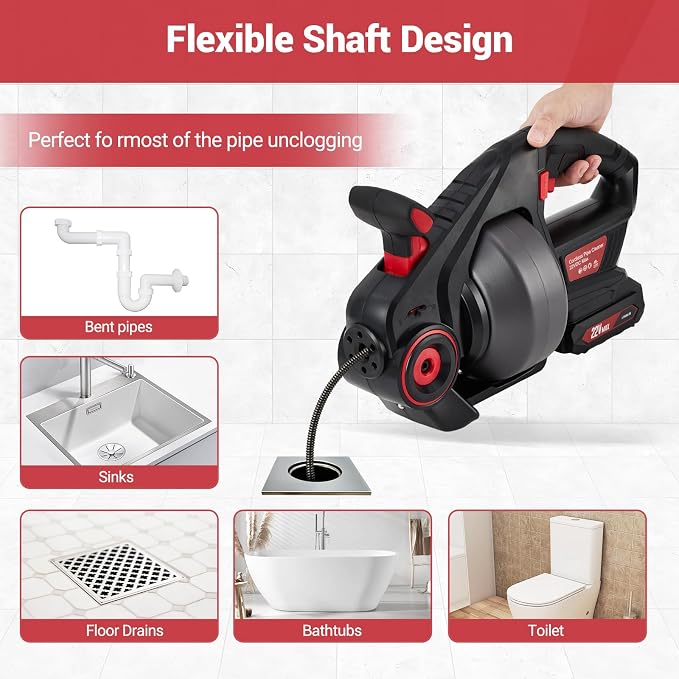 22V Electric Drain Auger, Auge - Plumbing Snake Drain ulasan dan harga