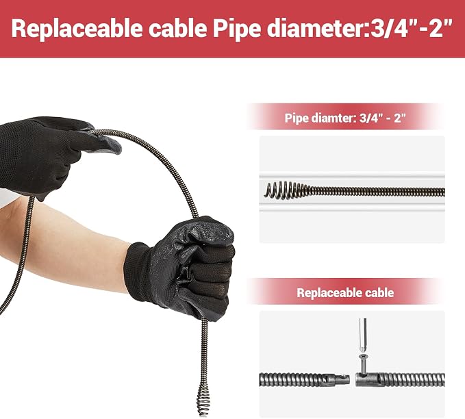 22V Electric Drain Auger, Auge - Plumbing Snake Drain ulasan dan harga